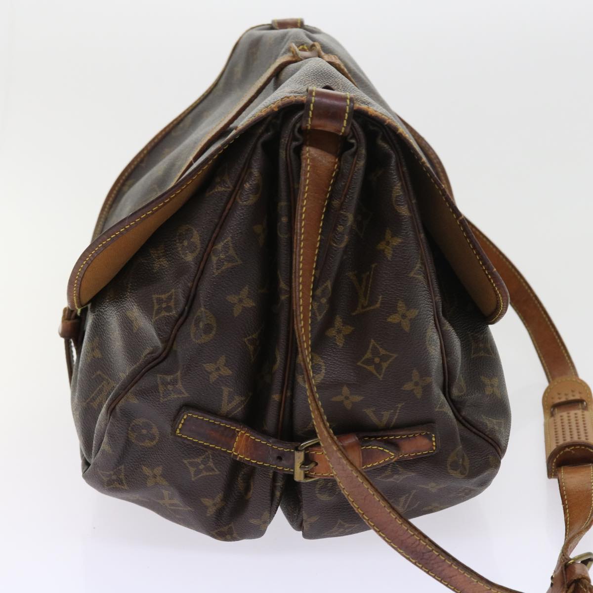 LOUIS VUITTON Monogram Saumur 35 Shoulder Bag M42254 LV Auth 55382