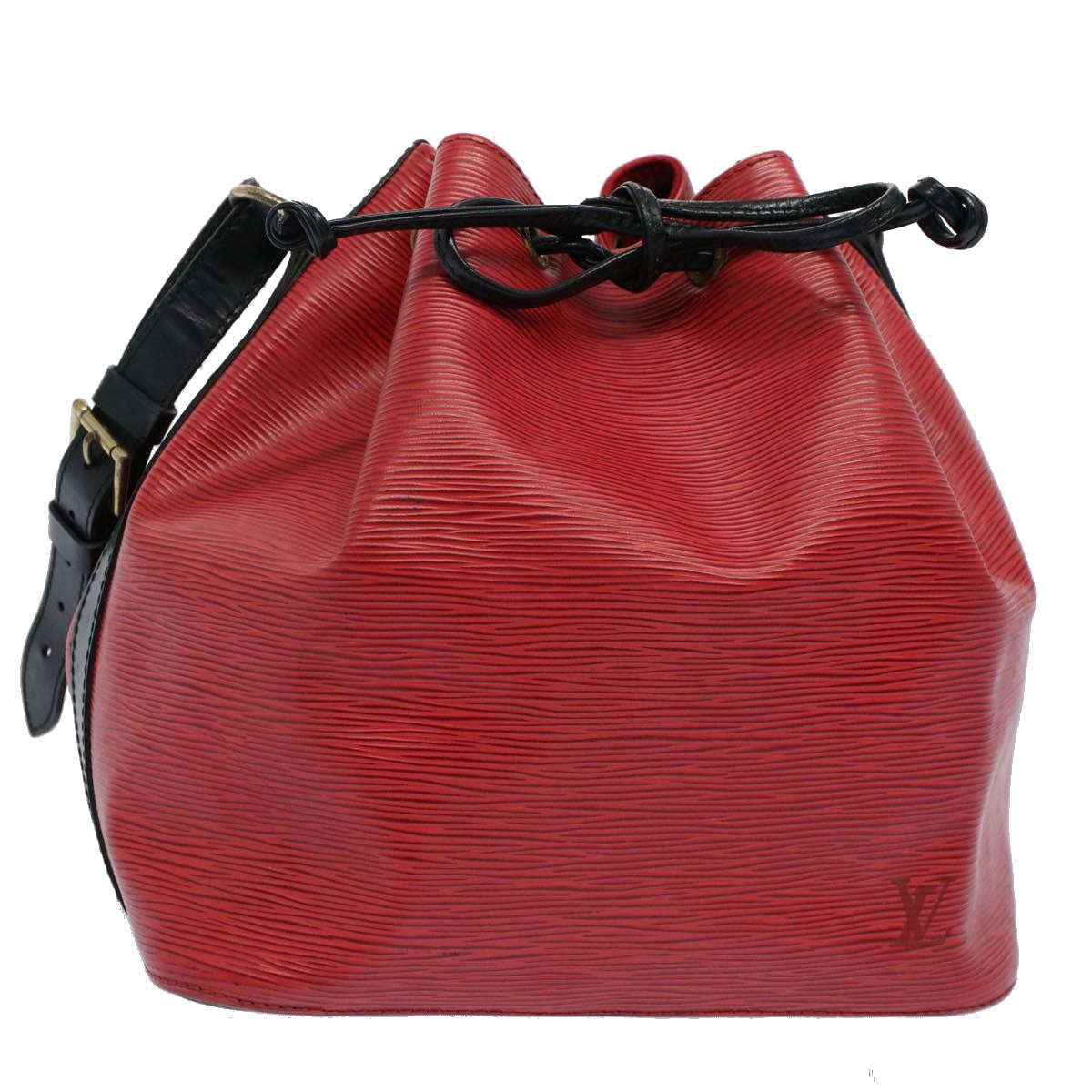 LOUIS VUITTON Epi Petit Noe Shoulder Bag Bicolor Black Red M44172 LV Auth 55391