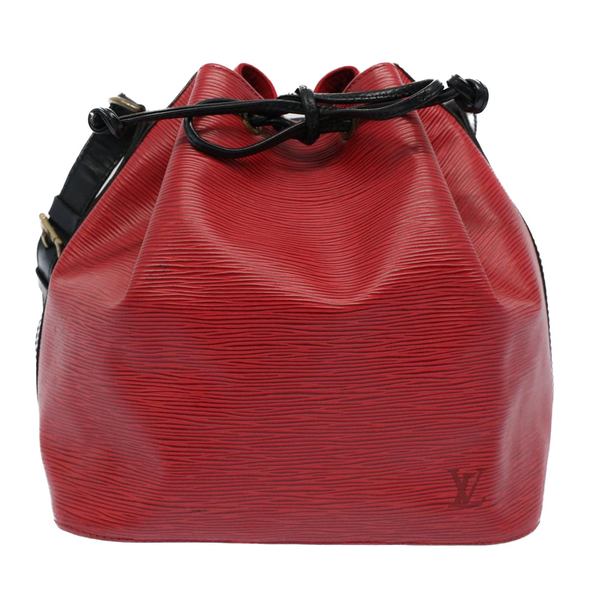 LOUIS VUITTON Epi Petit Noe Shoulder Bag Bicolor Black Red M44172 LV Auth 55391