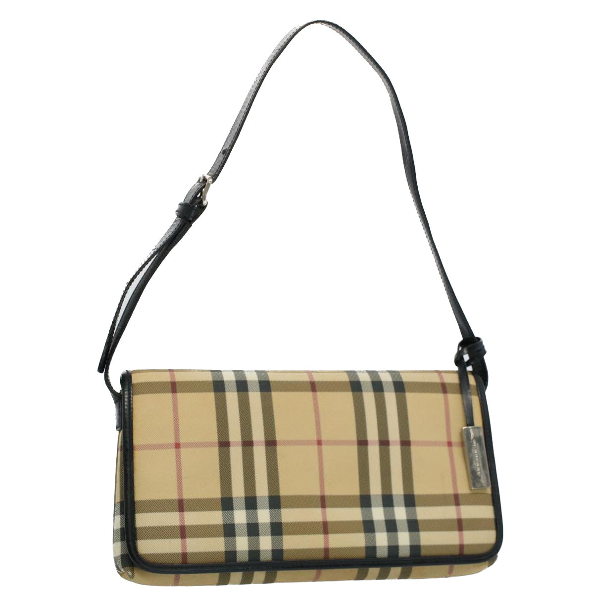 BURBERRY Nova Check Shoulder Bag PVC Leather Beige Auth 55410