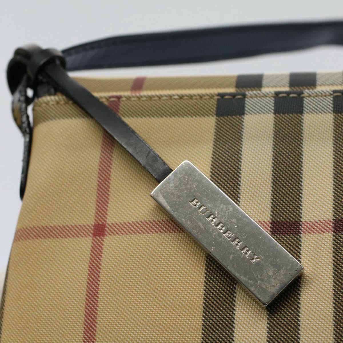 BURBERRY Nova Check Shoulder Bag PVC Leather Beige Auth 55410