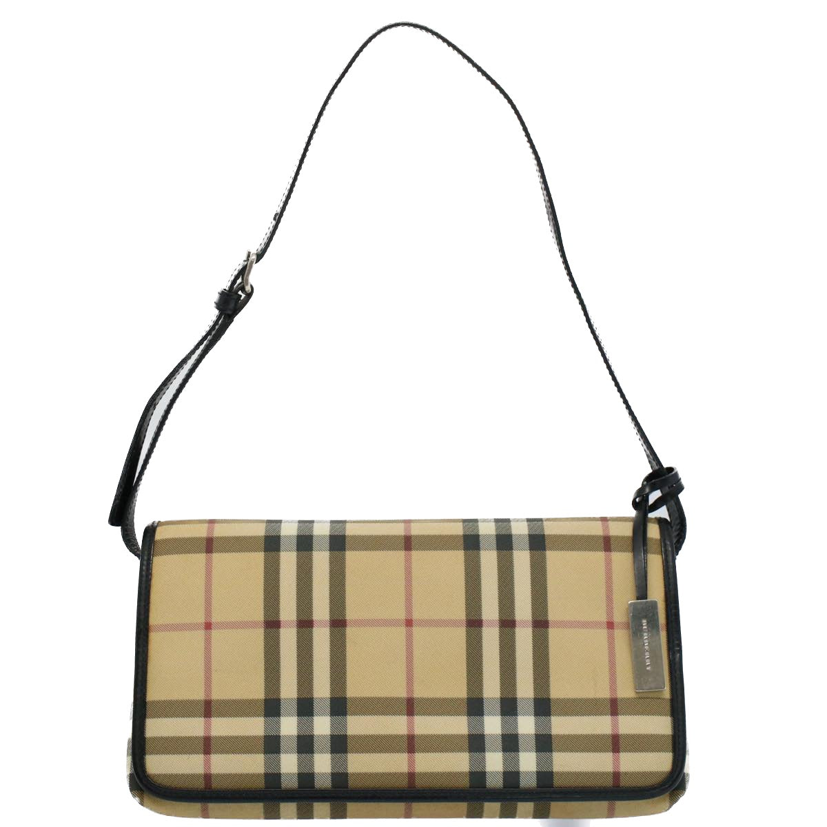 BURBERRY Nova Check Shoulder Bag PVC Leather Beige Auth 55410