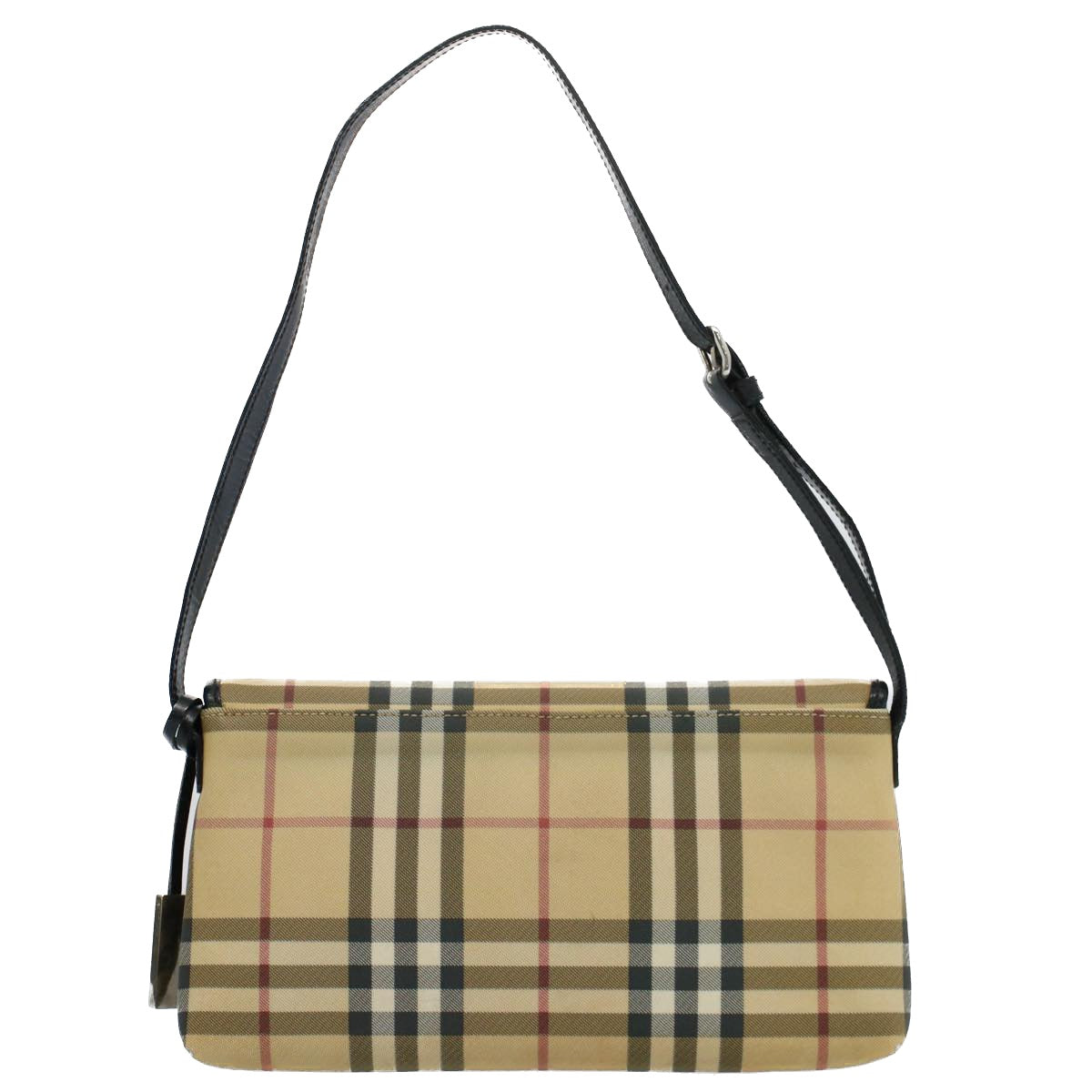 BURBERRY Nova Check Shoulder Bag PVC Leather Beige Auth 55410