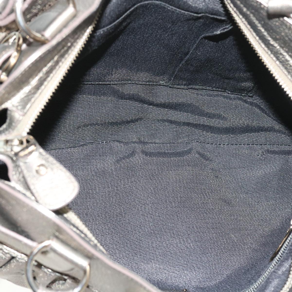 Salvatore Ferragamo Gancini Hand Bag Leather Silver Auth 55419