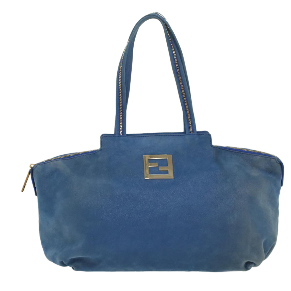 FENDI Tote Bag Leather Blue Auth 55431