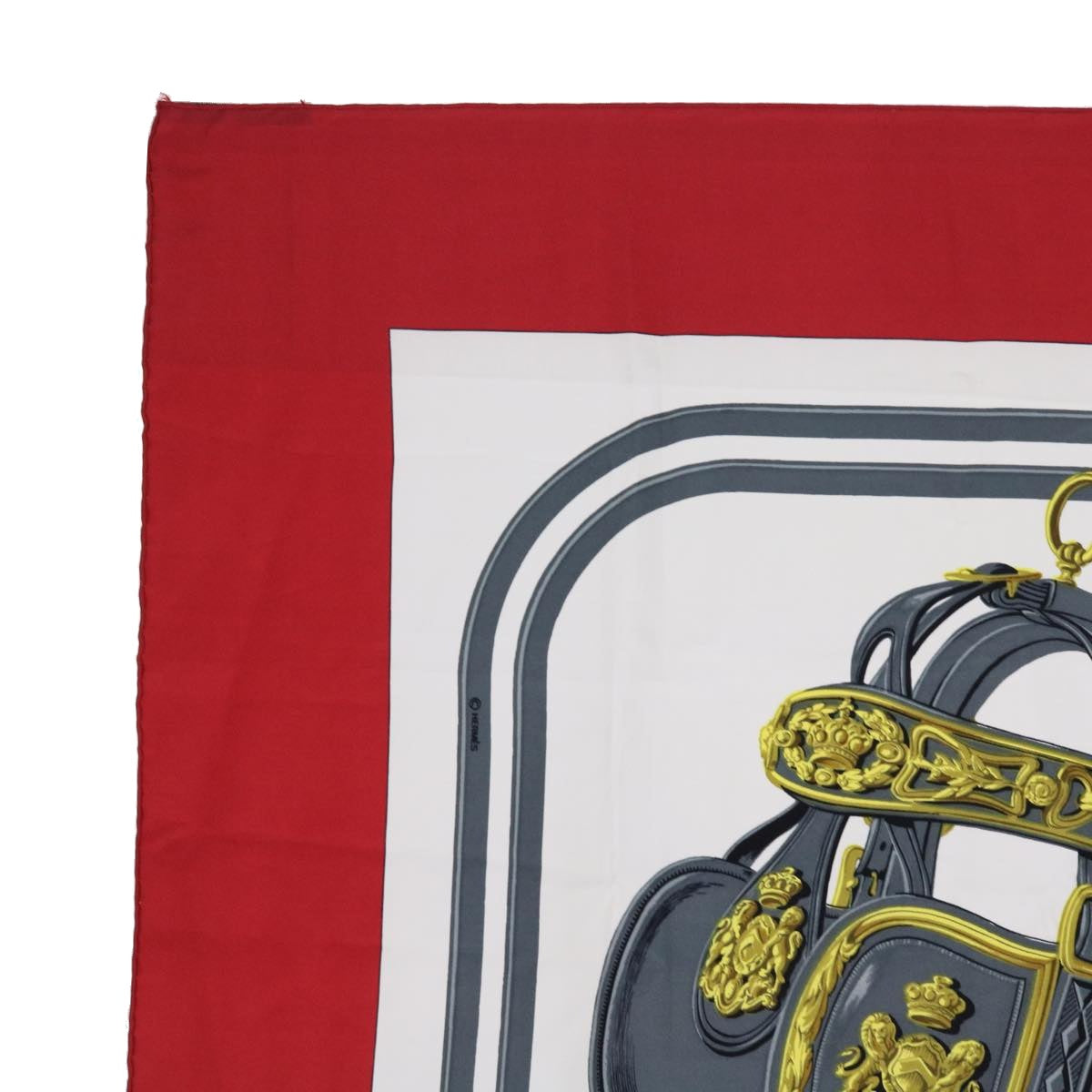 HERMES Carre 90 BRIDES de GALA Scarf Silk Red White Auth 55439