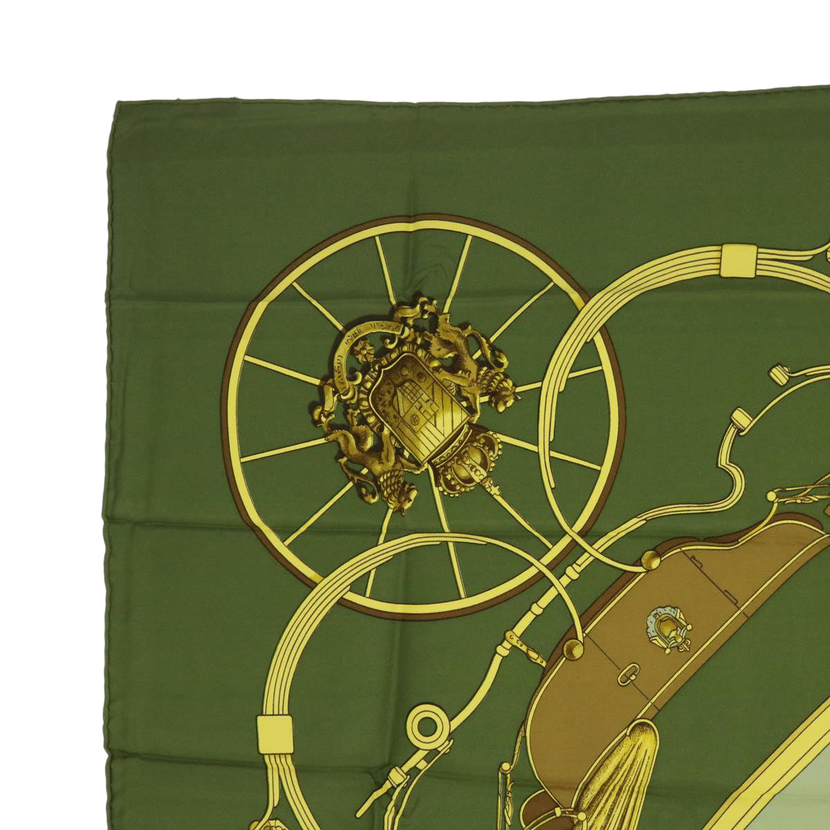 HERMES Carre 90 LEDOUX Scarf Silk Green Auth 55443