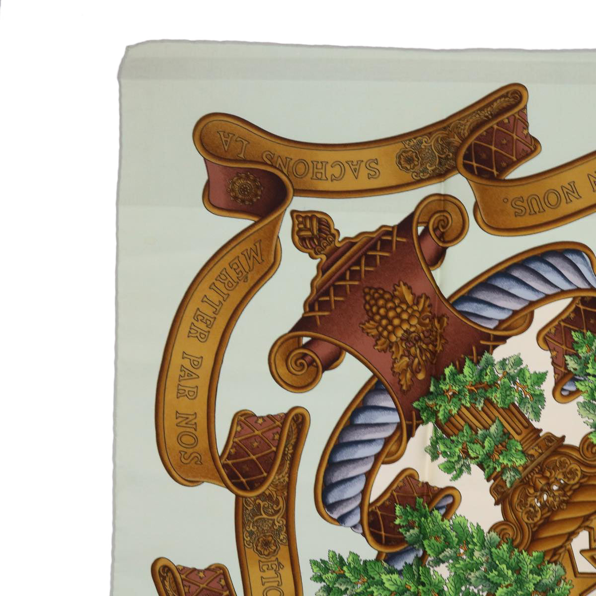HERMES Carre 90 EUROPE Scarf Silk Green Brown Auth 55445