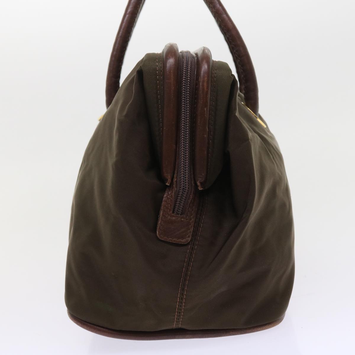 CELINE Hand Bag Nylon Khaki Auth 55453