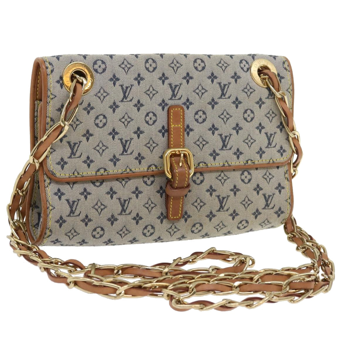 LOUIS VUITTON Monogram Mini Camille Chain Shoulder Bag Blue M92002 Auth 55469