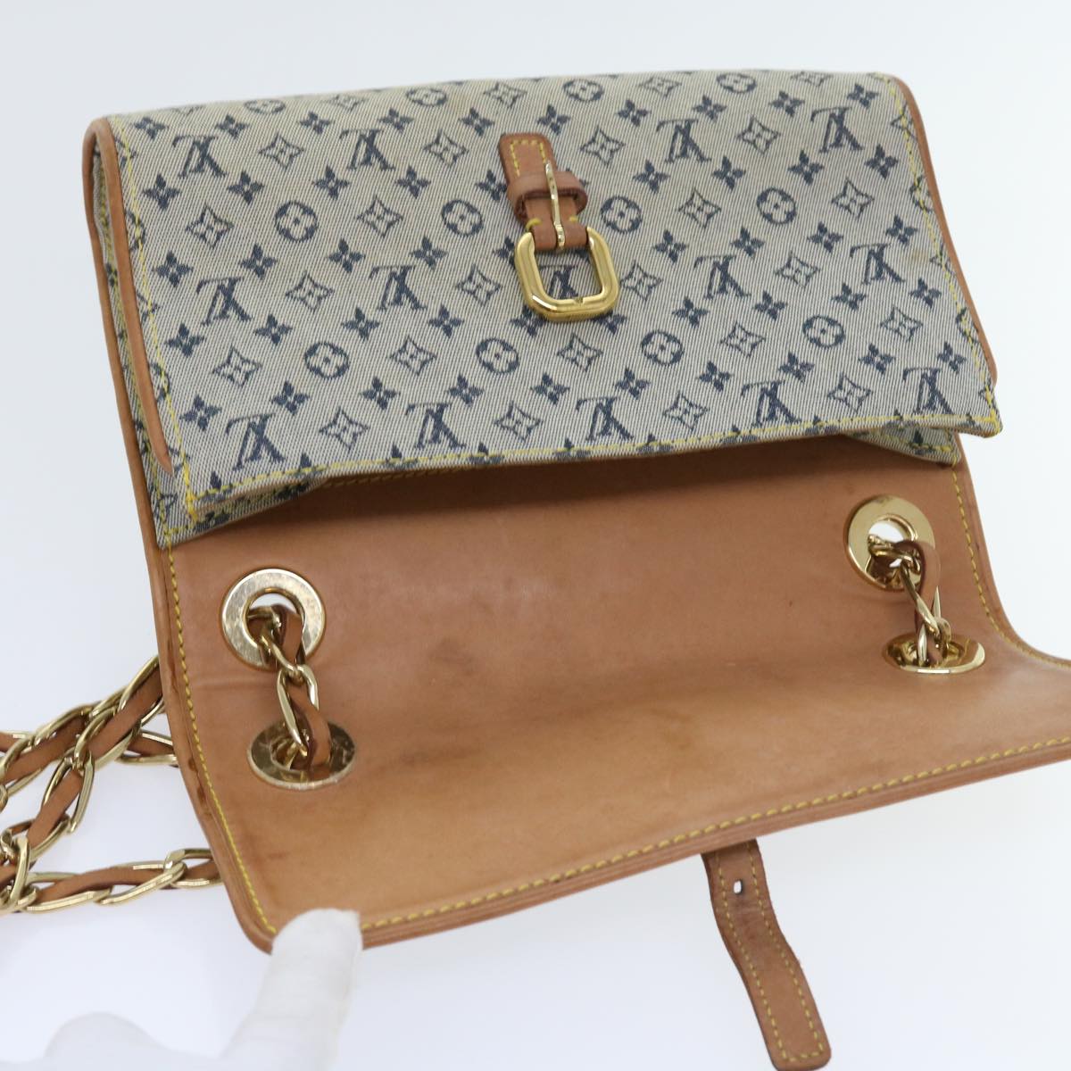 LOUIS VUITTON Monogram Mini Camille Chain Shoulder Bag Blue M92002 Auth 55469