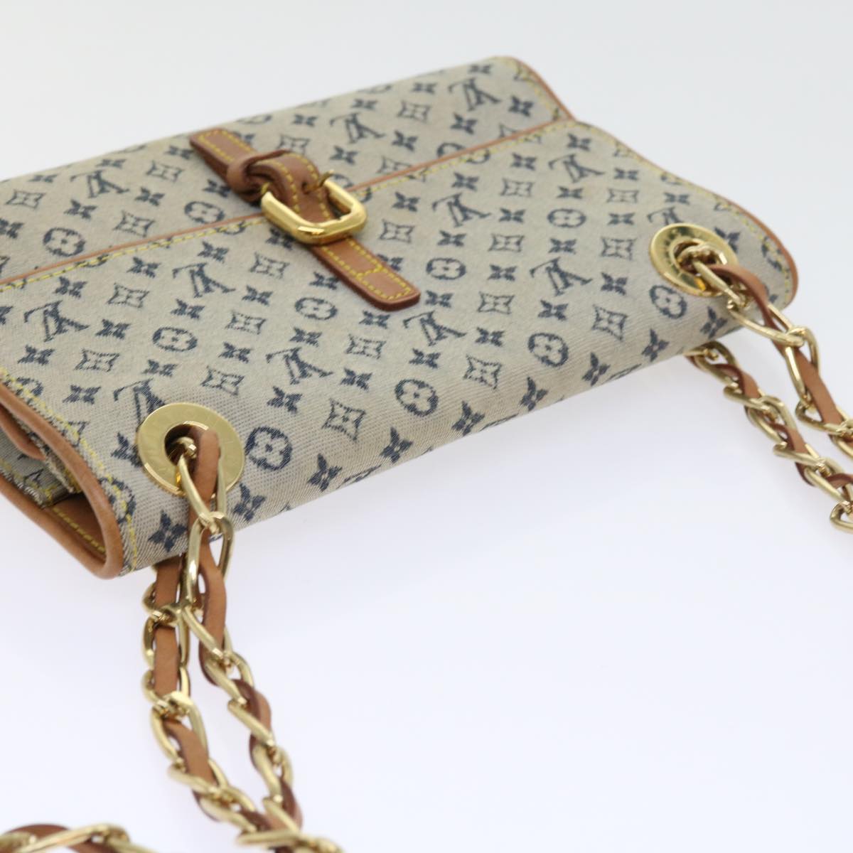 LOUIS VUITTON Monogram Mini Camille Chain Shoulder Bag Blue M92002 Auth 55469