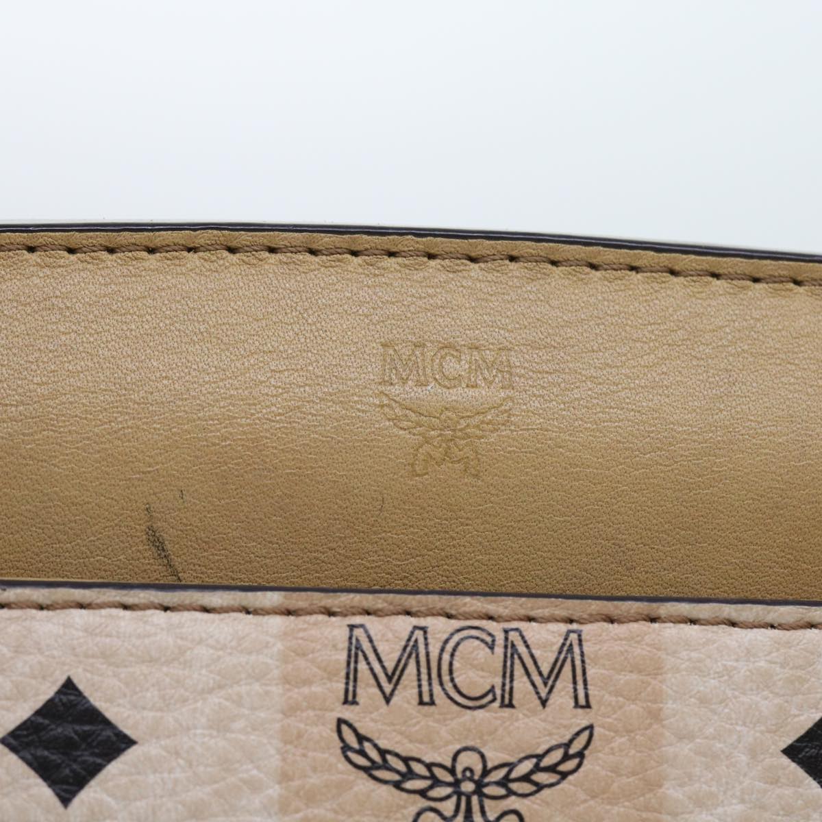 MCM Vicetos Logogram Tote Bag PVC Leather Beige Auth 55471 - 0