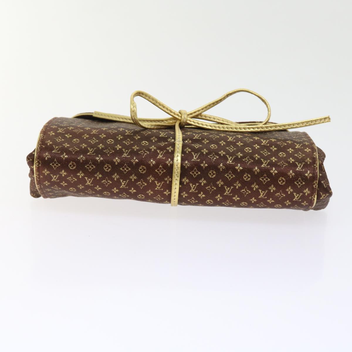 LOUIS VUITTON Monogram Satin Trousse Bijou Pliable Case Brown M92329 Auth 55531