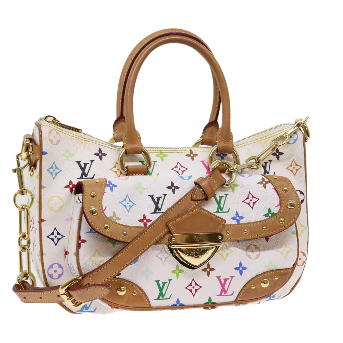 LOUIS VUITTON Monogram Multicolor Rita Hand Bag 2way White M40125 LV Auth 55579A