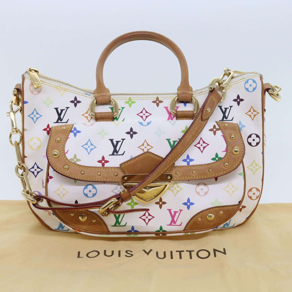 LOUIS VUITTON Monogram Multicolor Rita Hand Bag 2way White M40125 LV Auth 55579A