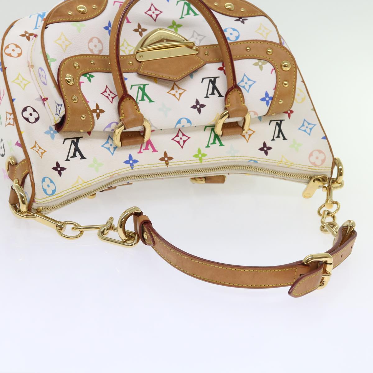 LOUIS VUITTON Monogram Multicolor Rita Hand Bag 2way White M40125 LV Auth 55579A