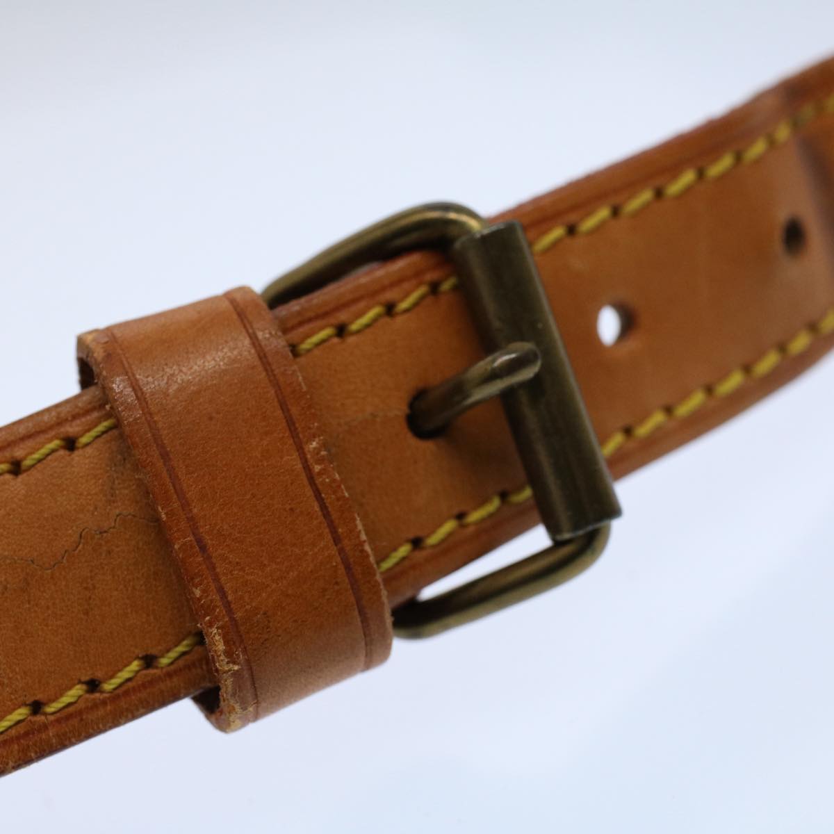LOUIS VUITTON Adjustable Shoulder Strap Leather 30.7""-38.6"" Beige Auth 55583
