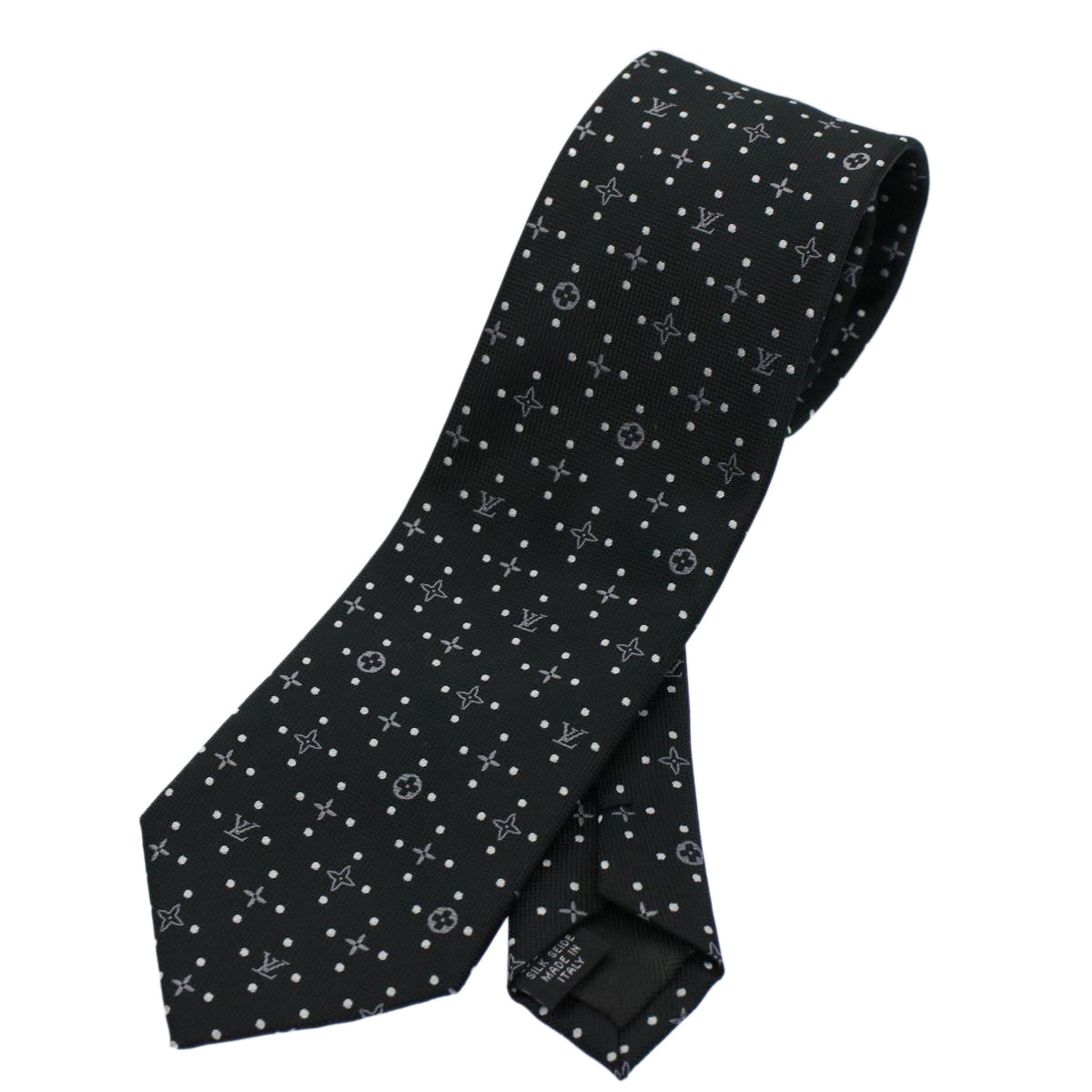 LOUIS VUITTON Monogram Necktie Silk Black LV Auth 55605 - 0