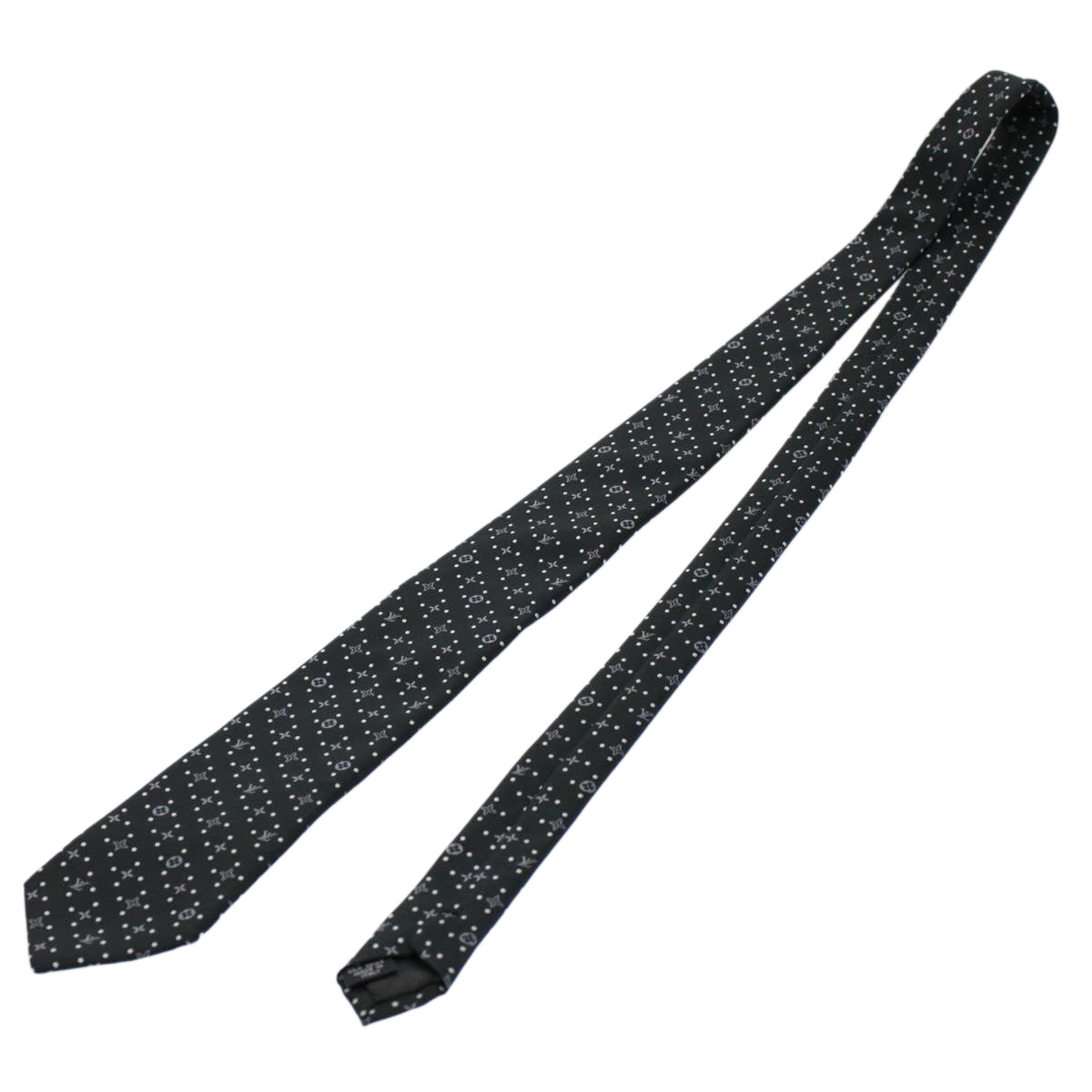 LOUIS VUITTON Monogram Necktie Silk Black LV Auth 55605