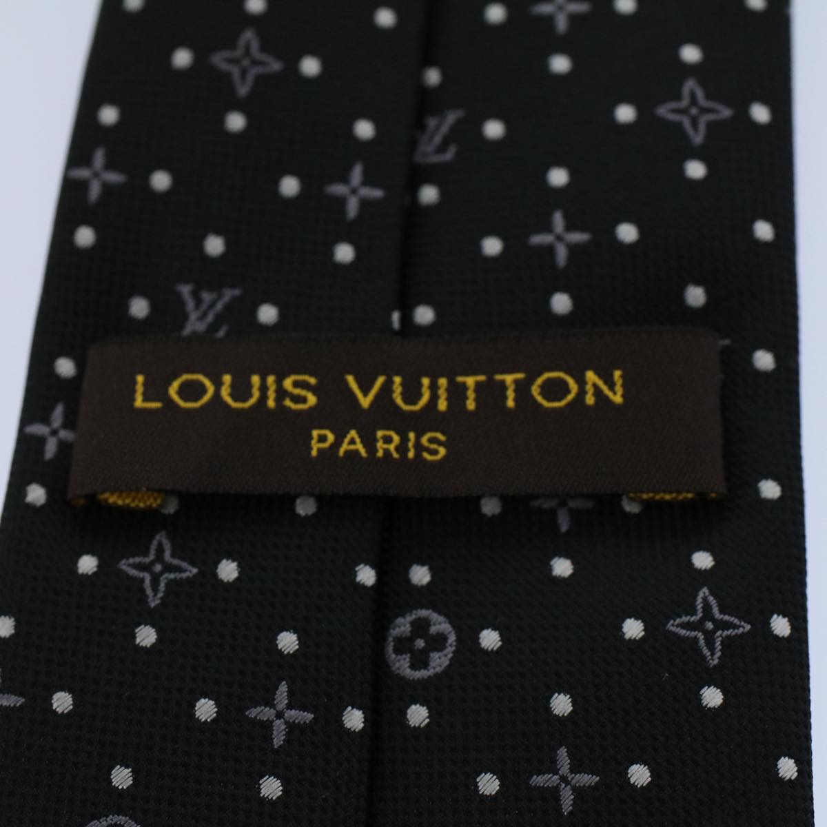 LOUIS VUITTON Monogram Necktie Silk Black LV Auth 55605