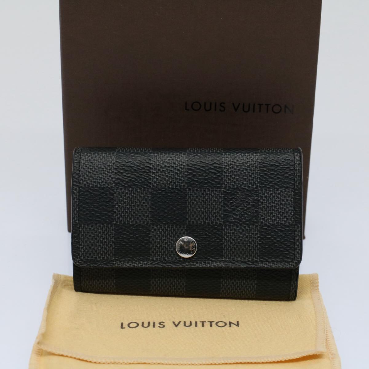 LOUIS VUITTON Damier Graphite Multi Cles 6 Key Case N62662 LV Auth 55615