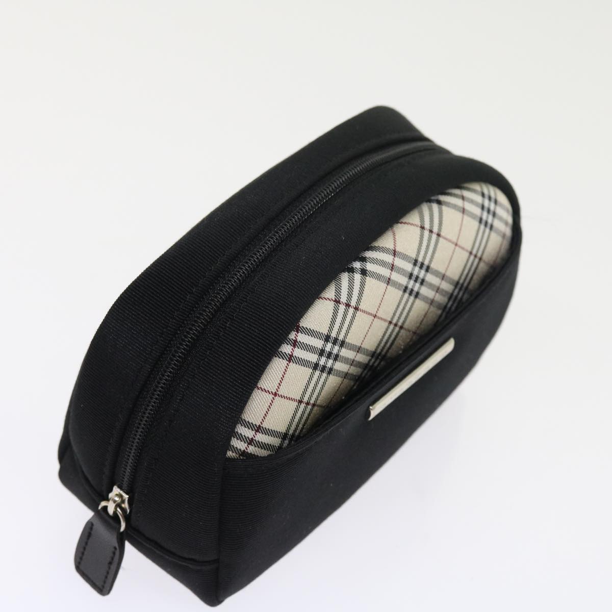 BURBERRY Nova Check Handkerchief Pouch Nylon 2Set Black Beige Auth 55616