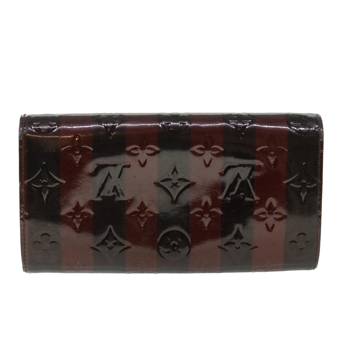 LOUIS VUITTON Vernis Rayure Portefeiulle Sarah Wallet Red M91716 LV Auth 55617