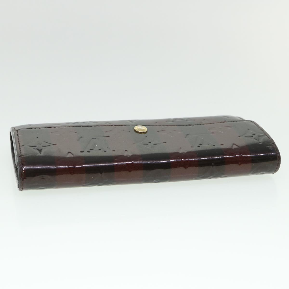 LOUIS VUITTON Vernis Rayure Portefeiulle Sarah Wallet Red M91716 LV Auth 55617