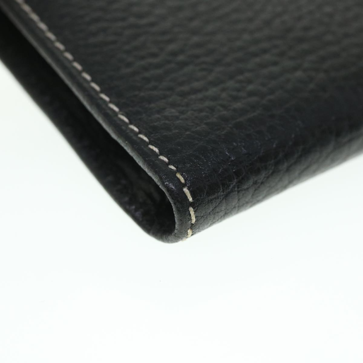 CELINE Long Wallet Leather Black Auth 55628