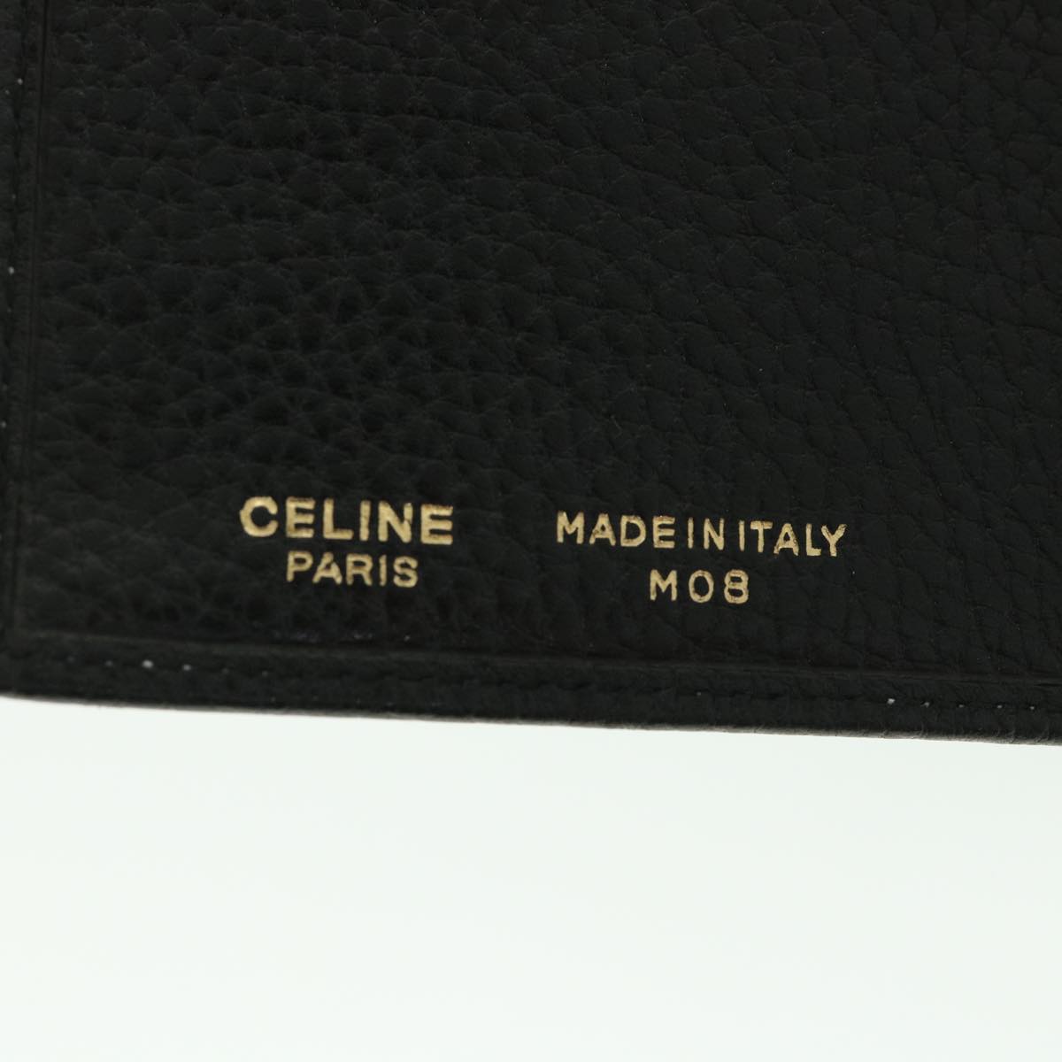 CELINE Long Wallet Leather Black Auth 55628