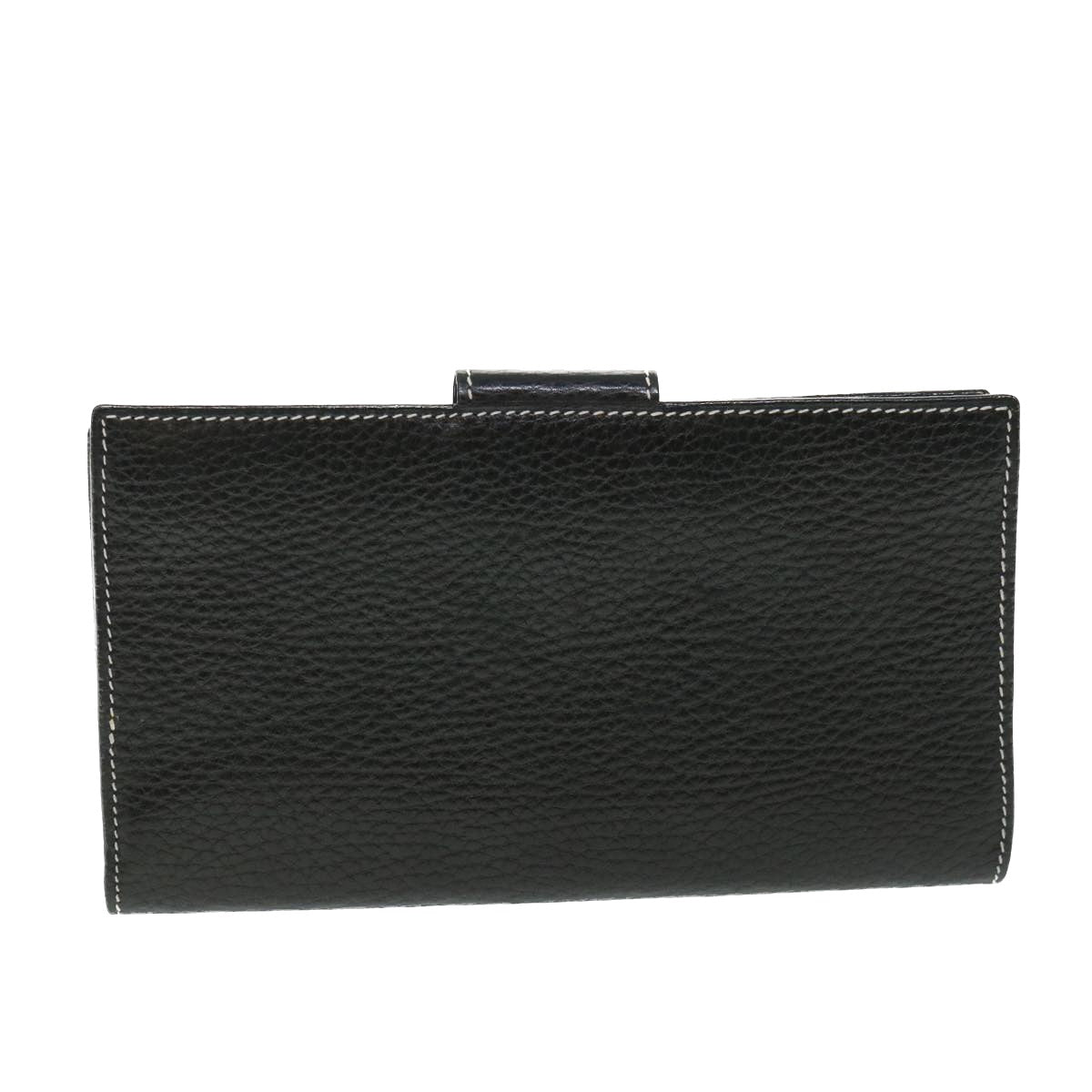 CELINE Long Wallet Leather Black Auth 55628