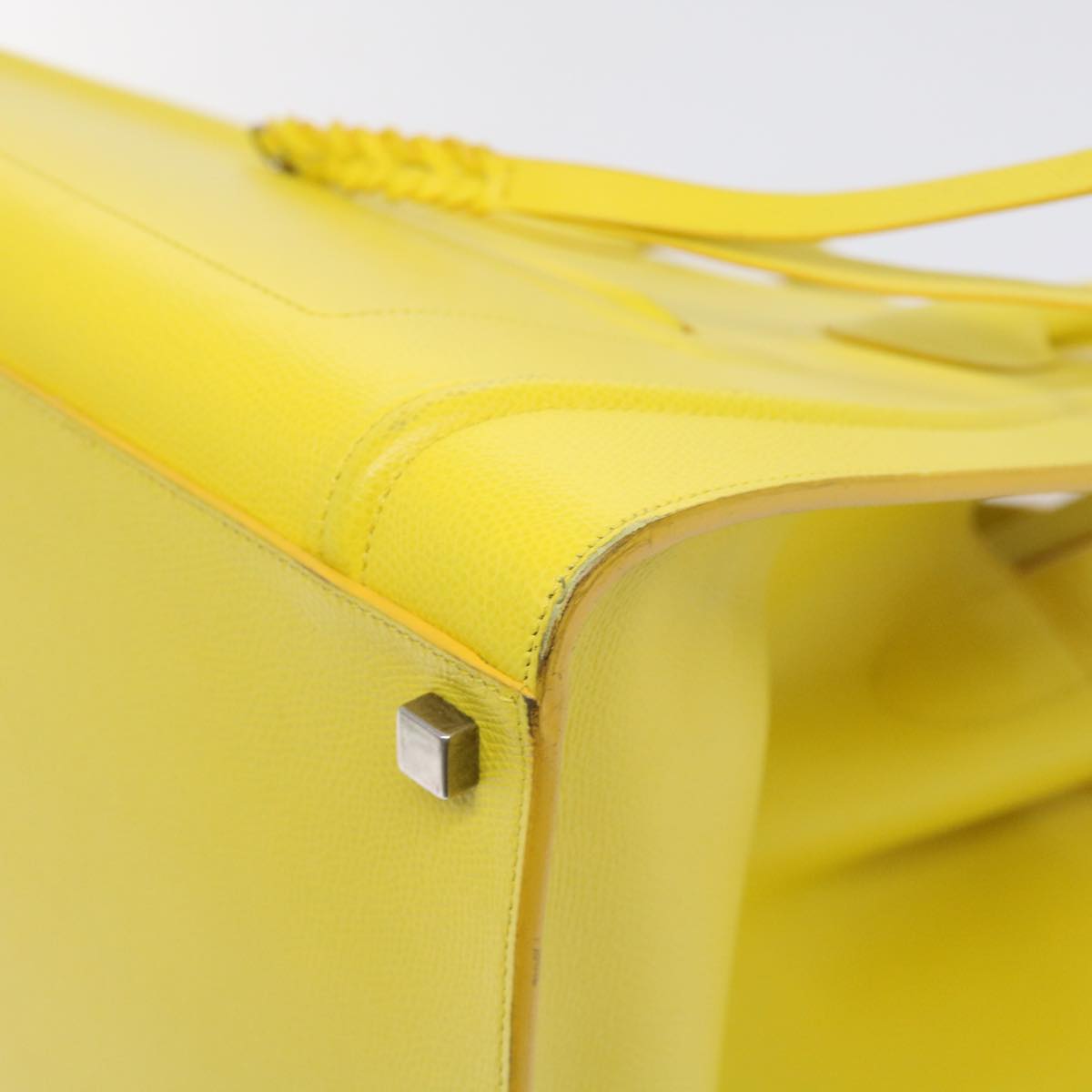 CELINE Gauge Phantom Hand Bag Leather Yellow Auth 55633