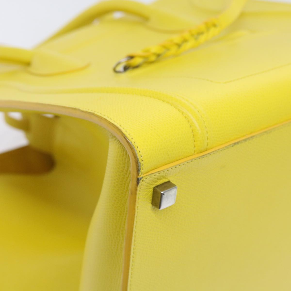 CELINE Gauge Phantom Hand Bag Leather Yellow Auth 55633