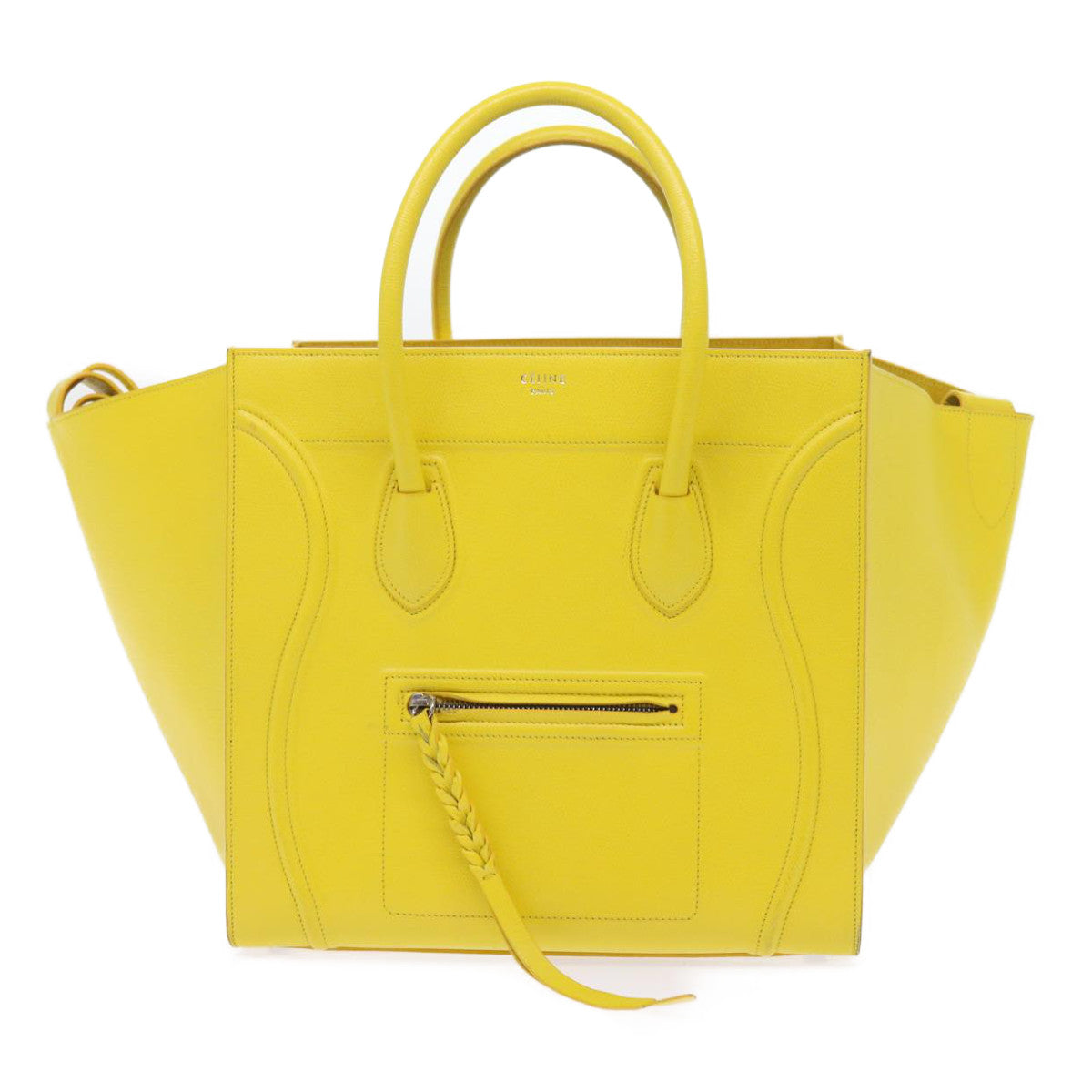 CELINE Gauge Phantom Hand Bag Leather Yellow Auth 55633