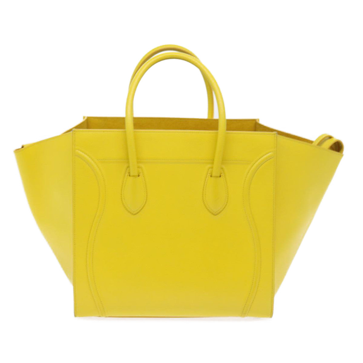 CELINE Gauge Phantom Hand Bag Leather Yellow Auth 55633 - 0