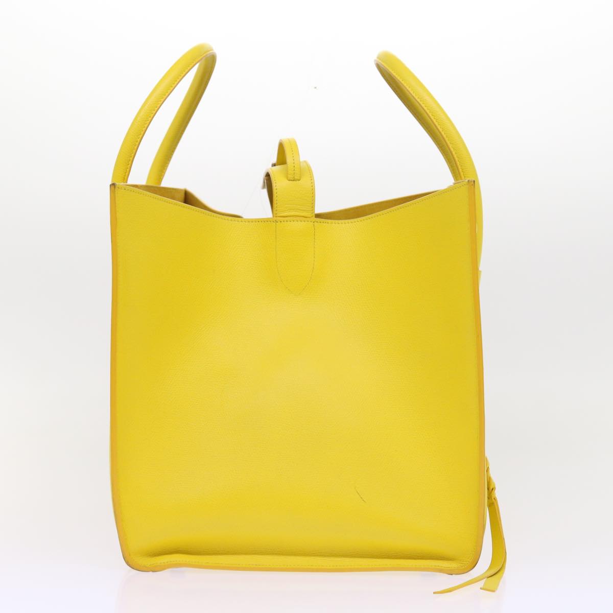 CELINE Gauge Phantom Hand Bag Leather Yellow Auth 55633