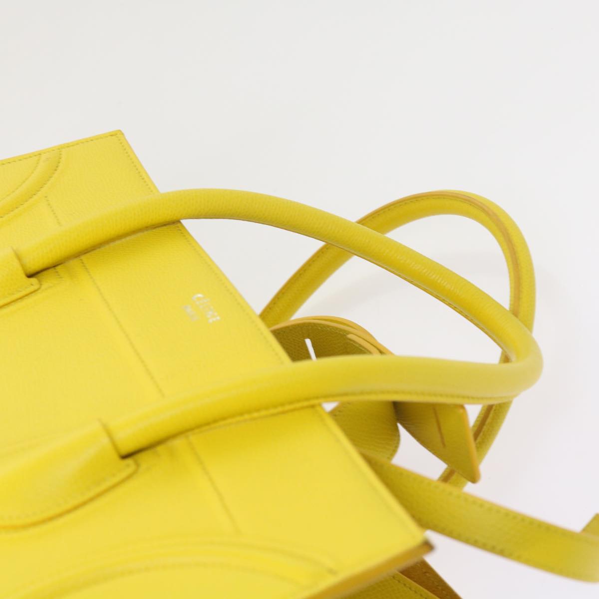 CELINE Gauge Phantom Hand Bag Leather Yellow Auth 55633