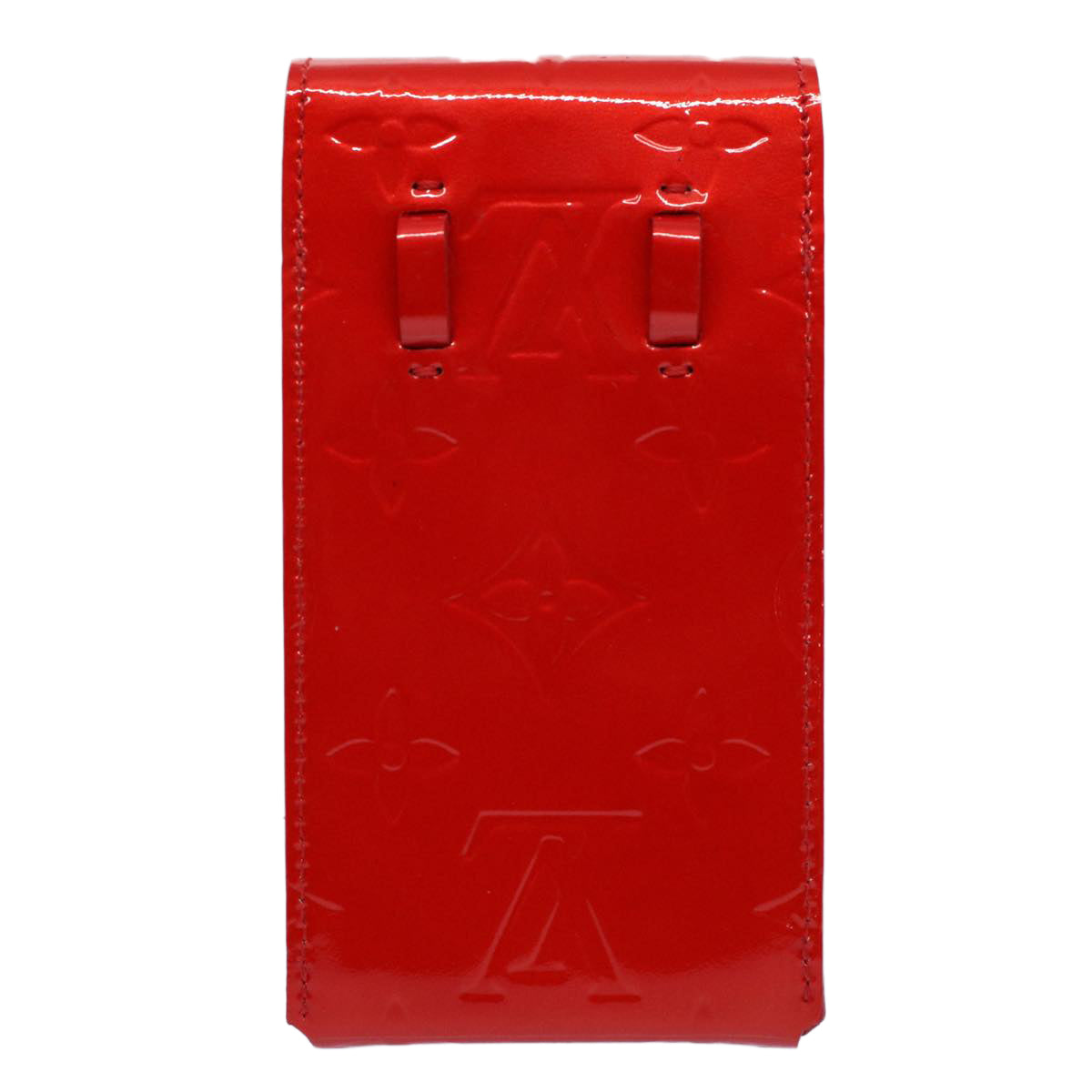 LOUIS VUITTON Monogram Vernis Green Cigarette Case Red M91155 LV Auth 55651