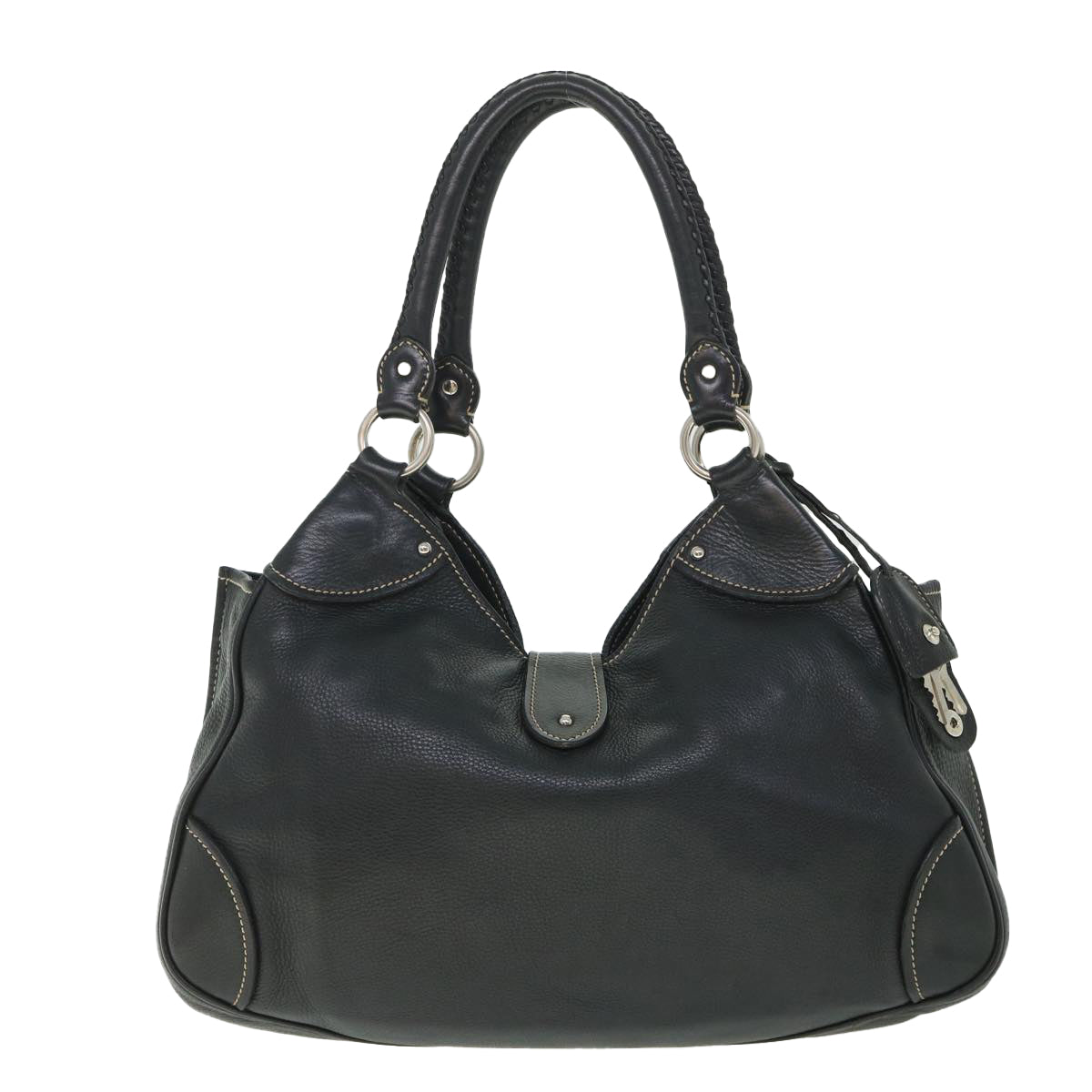 Miu Miu Hand Bag Leather Black Auth 55658