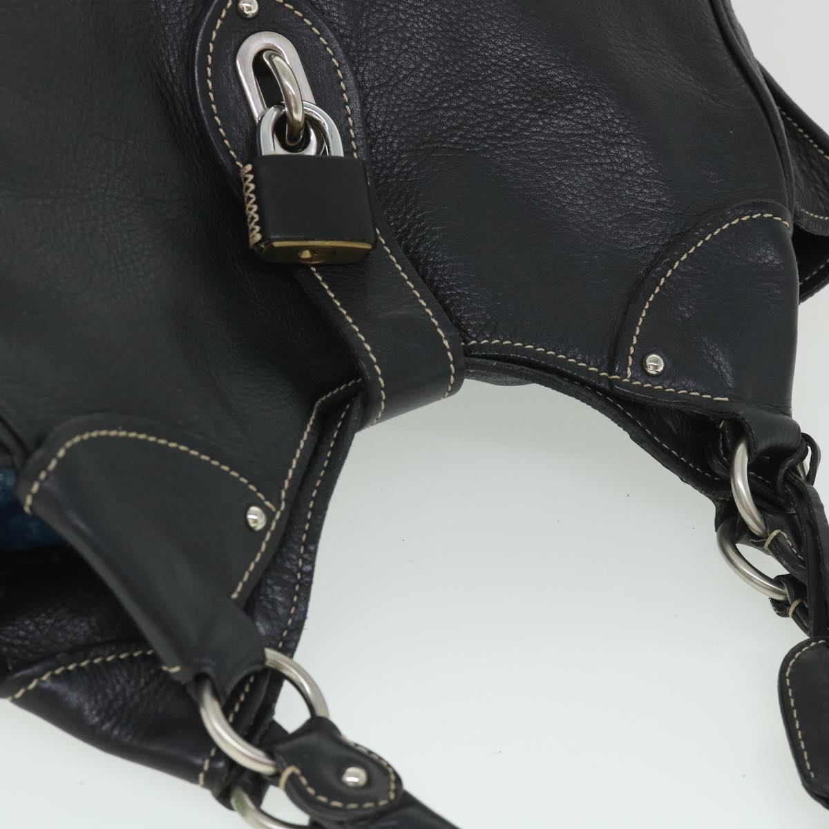 Miu Miu Hand Bag Leather Black Auth 55658