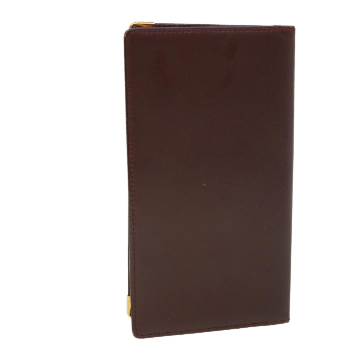 CARTIER Card Case Leather Wine Red Auth 55704