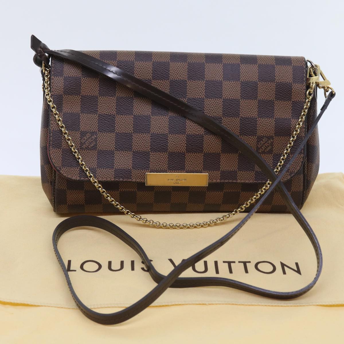 LOUIS VUITTON Damier Ebene Favorit PM Shoulder Bag 2way N41276 LV Auth 55712