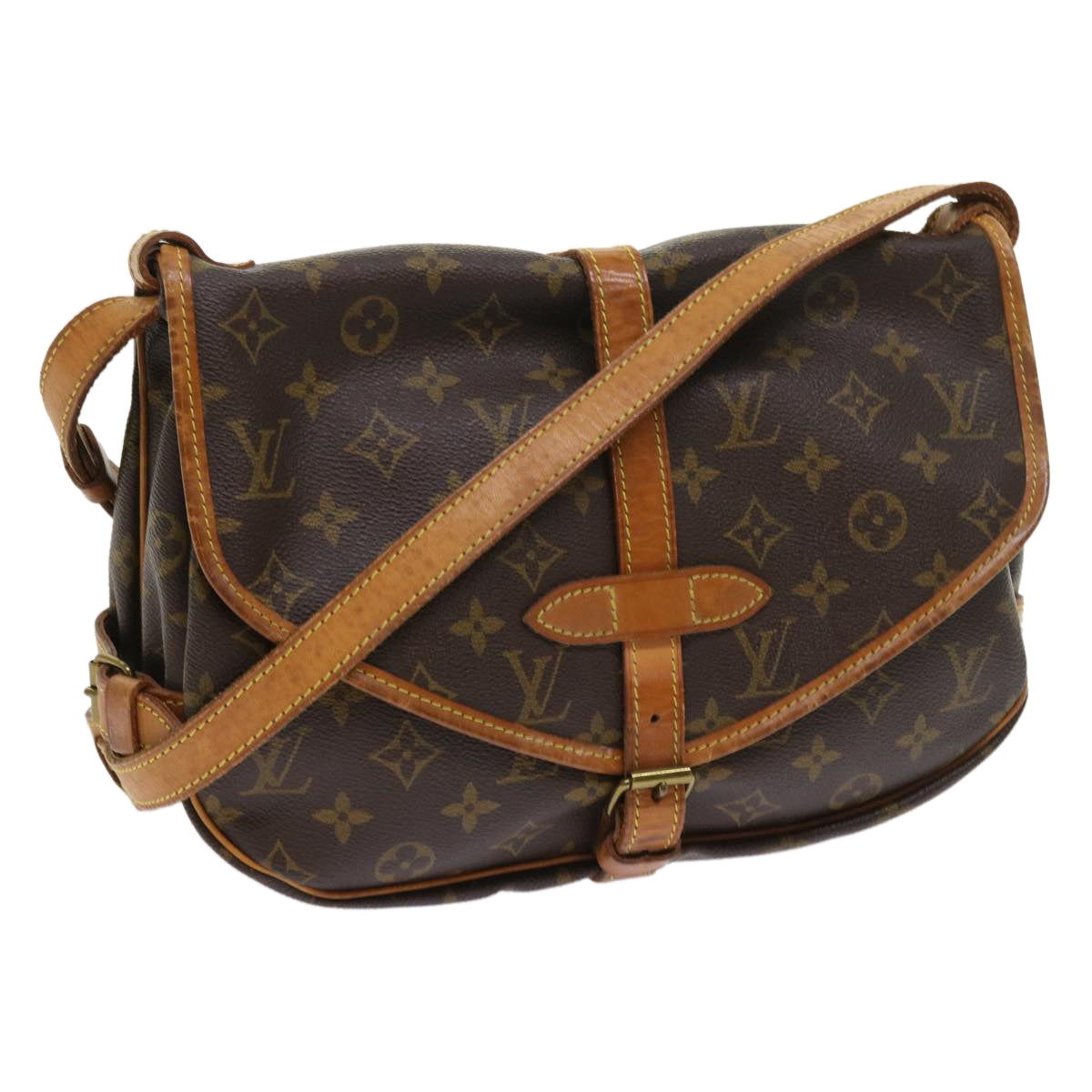 LOUIS VUITTON Monogram Saumur 30 Shoulder Bag M42256 LV Auth 55727