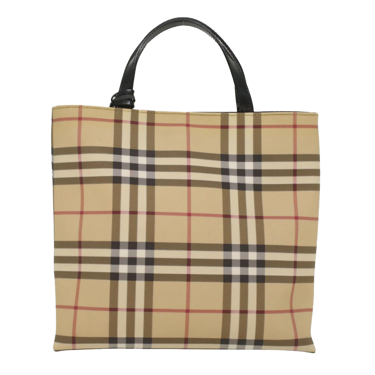 BURBERRY Nova Check Tote Bag PVC Leather Beige Auth 55744