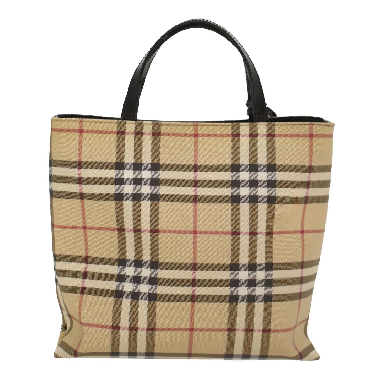 BURBERRY Nova Check Tote Bag PVC Leather Beige Auth 55744 - 0