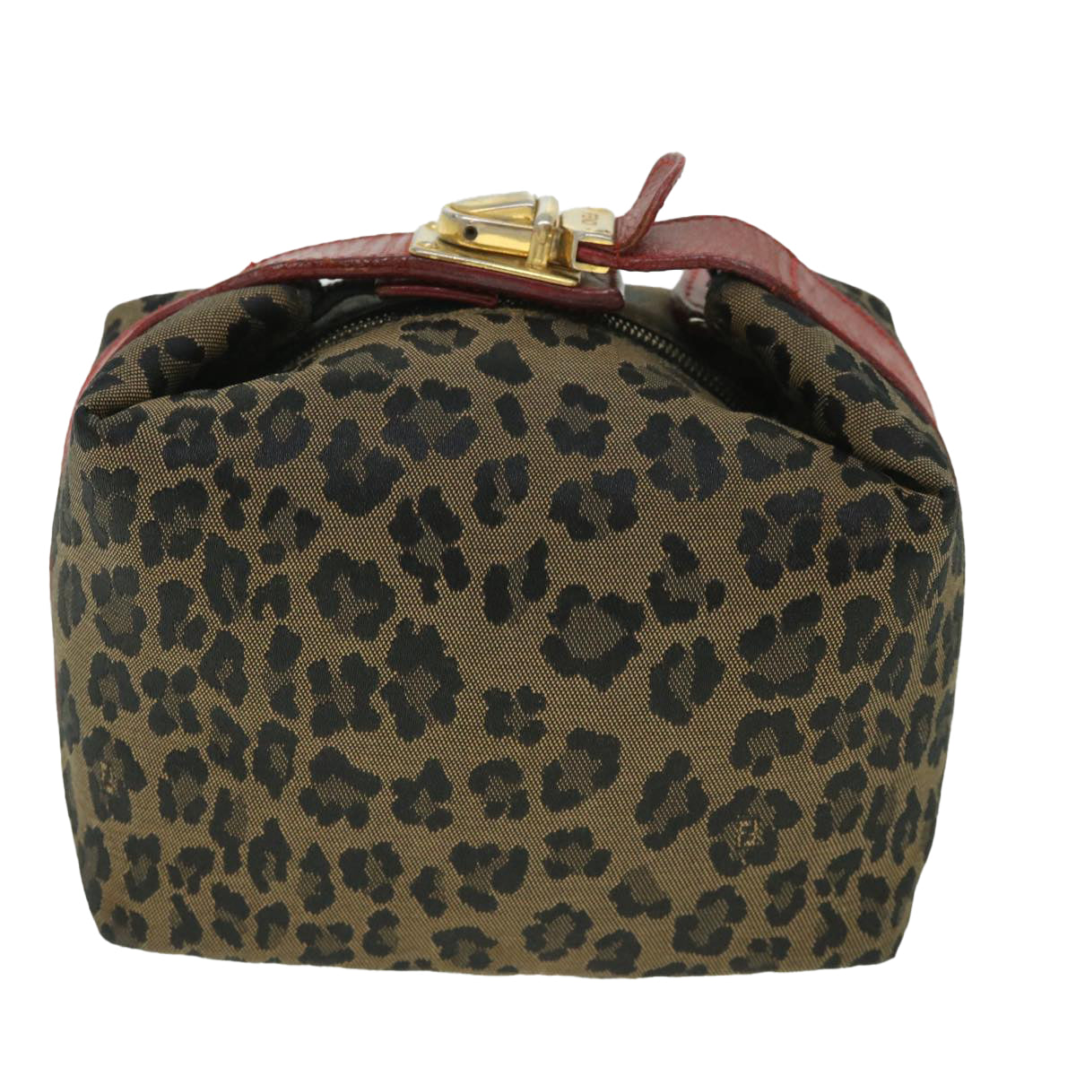 FENDI Leopard Hand Bag Brown Red Auth 55755 - 0