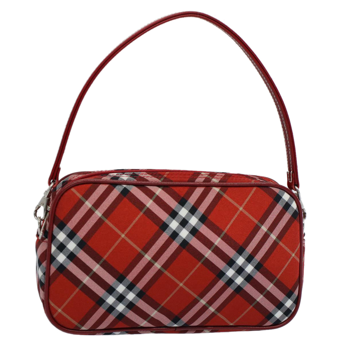 BURBERRY Nova Check Blue Label Accessory Pouch Nylon Red Auth 55756