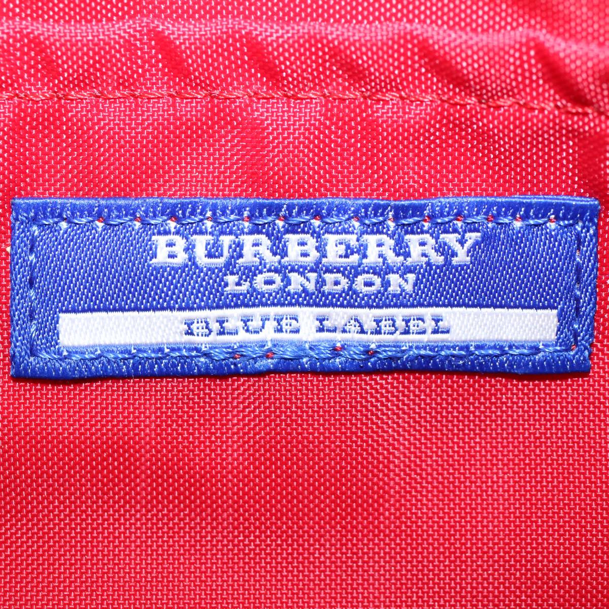 BURBERRY Nova Check Blue Label Accessory Pouch Nylon Red Auth 55756