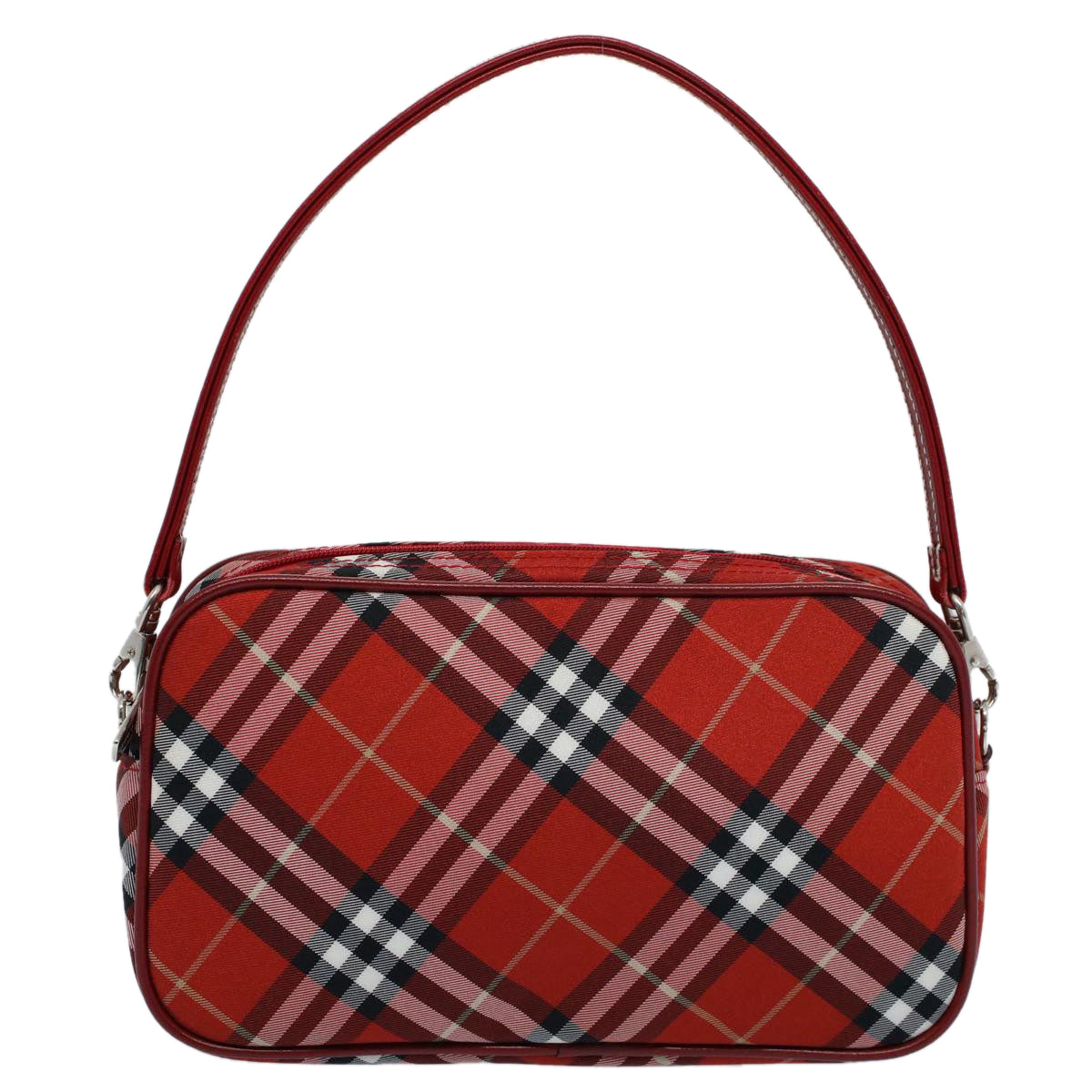 BURBERRY Nova Check Blue Label Accessory Pouch Nylon Red Auth 55756